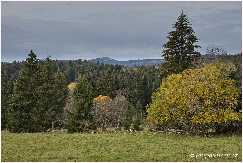 KNIŽECÍ PLÁNĚ, NA HORIZONTU  VRCHOL  LUZNÉHO, 1373 m